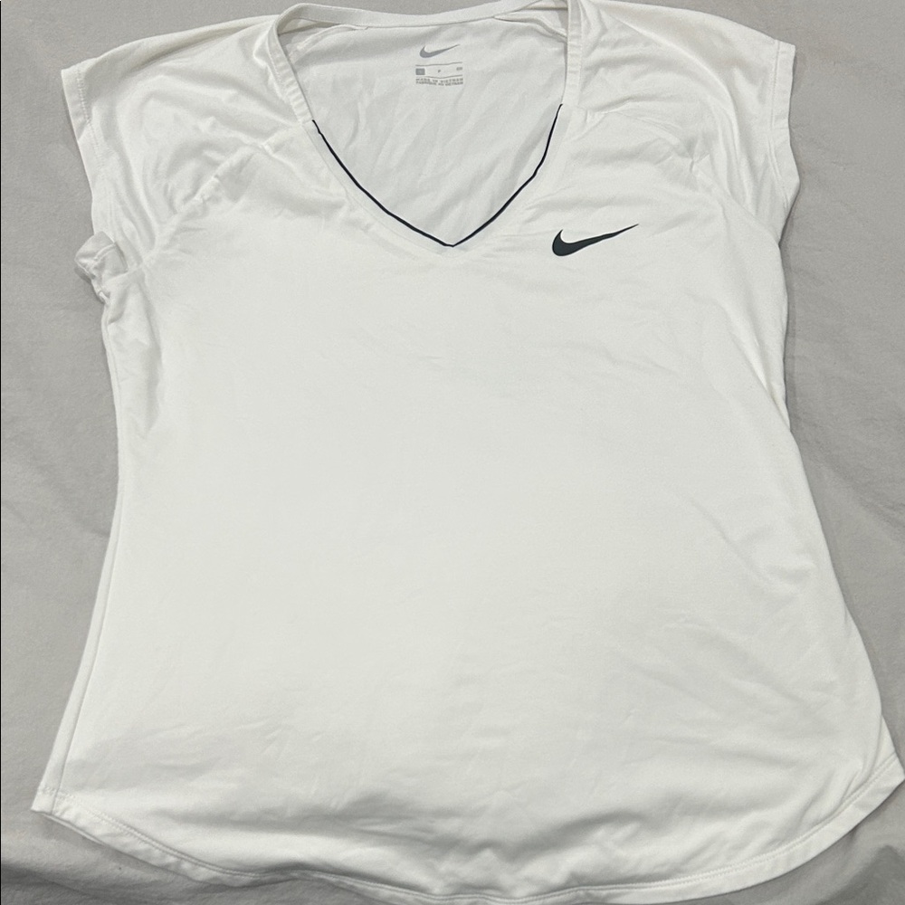 Nike Women's Tennis White Short Sleeve V-Neck Tee